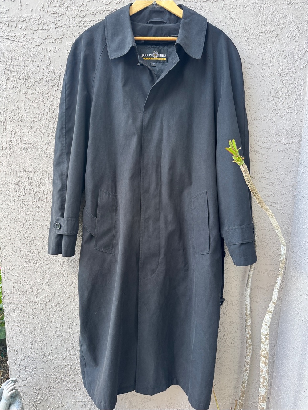 Joseph & Feiss Black 38 Reg Men’s Long Trench Coat